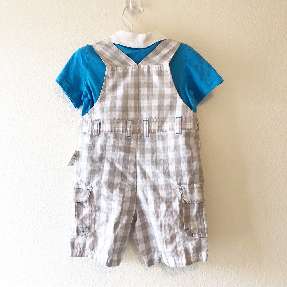 First Impressions | Boys Gingham Overall and Shirt - Picture 2 of 3